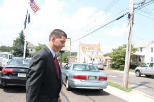 Dr. Quentin Parker is seen here walking out of district court on in July. Credit: Tom Sofield/LevittownNow.com