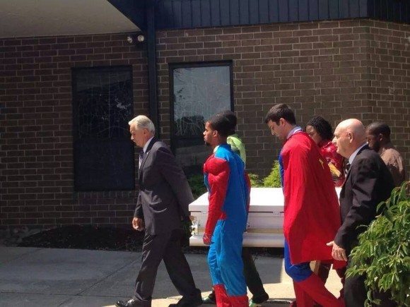 Superman was Franky's uncle, Justin Fusco; The Hulk was Franky's uncle, James Rice; Spiderman was Jose Reynolds; Iron Man was Rosa; and Franky's Father also was a pallbearer.  Credit: Submitted