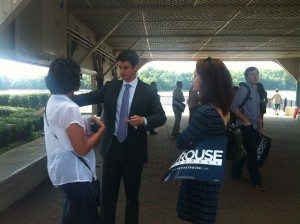 Kevin Strouse, congress hopeful, spoke with supporters and the public Tuesday July 2 at the Bristol Wharf. Credit: Amanda Kuehnle/LevittownNow.com