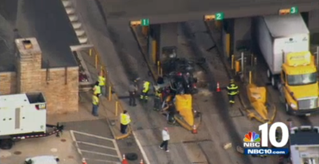 Car Hits Turnpike Toll Booth