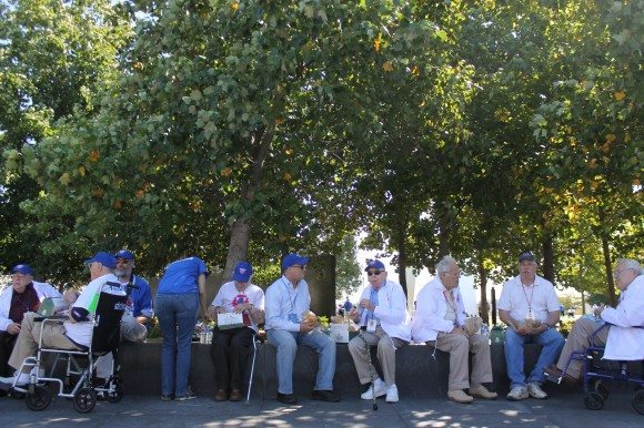 Veterans eating a lunch provided by Arby's. Credit: Tom Sofield/LevittownNow.com