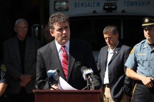 Congressman Mike Fitzpatrick speaking Friday. Credit: Tom Sofield/LevittownNow.com