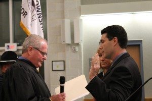 Joseph Bartorilla being sworn in as police chief Monday evening. Credit: Kelly Armstrong/LevittownNow.com