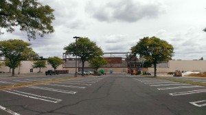 Work being performed on the building last week. Credit: Tom Sofield/Levittownnow.com