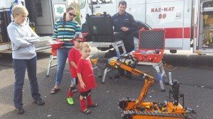 Two boys check out a hazmat team robot at William Penn Fire Company open house in 2014.  Credit: Erich Martin/Levittownnow.com