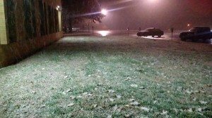 Snow falling outside Maple Point Middle School Credit: Tom Sofield/LevittownNow.com