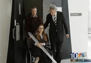 Ashley Zauflik being lead out of court. Credit: NBC 10/Screencap