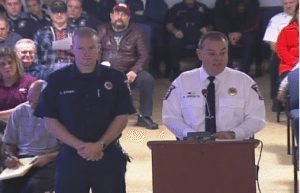 Fire Marshal Kevin Dippolito (right) introduces Cody Stoner at Thursday's meeting. Credit: Bristol Township/Screengrab