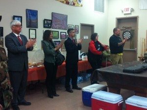 Various local politicians came out to DV3 headquarters on Tuesday in honor of Veterans Day. Credit: Amanda Kuehnle/LevittownNow.com