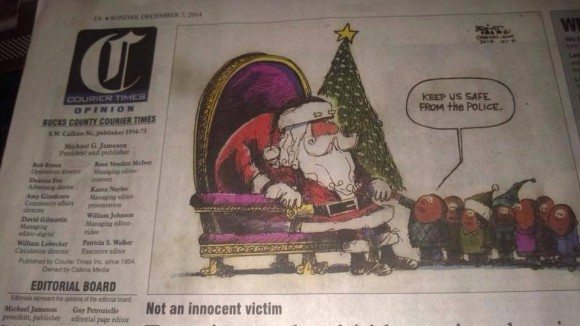 An image of the cartoon in Sunday's paper. Credit: Bucks FOP