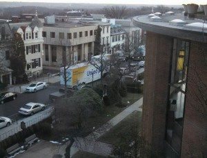 Moving trucks last week outside the courthouse.  Credit: County of Bucks