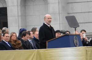 Gov. Tom Wolf speaking at his swearing in.  Credit:  PA Independent