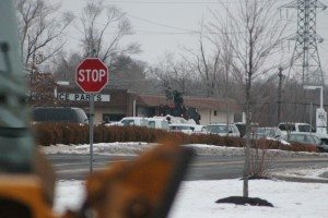 SWAT team members on the roof of the gun shop. Credit: Tom Sofield/LevittownNow.com