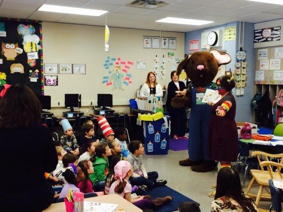 Reading Specialist Alisa Myles with the Cookie Mouse. Credit: Pennsbury School District