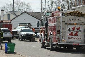 Crews at the scene of Friday's fire.  Credit: Tom Sofield/LevittownNow.com