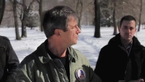 Joe Sestak walking in Bensalem on Friday. 