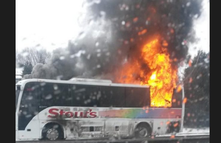 Bus Bursts Into Flames On Snowy Route 1