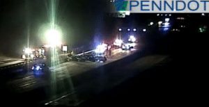 Emergency crews at the scene of the crash.  Credit: PennDOT