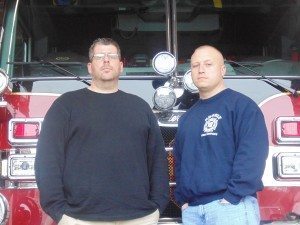 Edgely Chief Carl Pierce (left) and Deputy Chief Joe Cavanaugh outside Ten House. Credit: Amanda Kuehnle/LevittownNow.com
