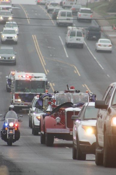 The funeral procession making its way down Bustleton Pike.  Credit: Tom Sofield/LevittownNow.com