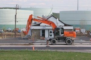 A piece of construction equipment at the site of the gas leak. Credit: Tom Sofield/LevittownNow.com