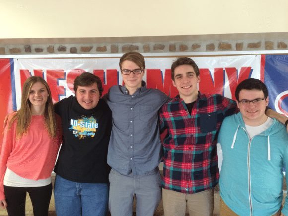 Pictured (l-r): Stephanie Rue, Danny Aslanian, Andrew Northrup, Adam Victor, Stephen Hopkins.  Credit: Neshaminy School District