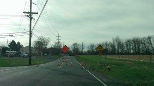 A road closed sign up along Woodbourne Road.  Credit: Tom Sofield/LevittownNow.com