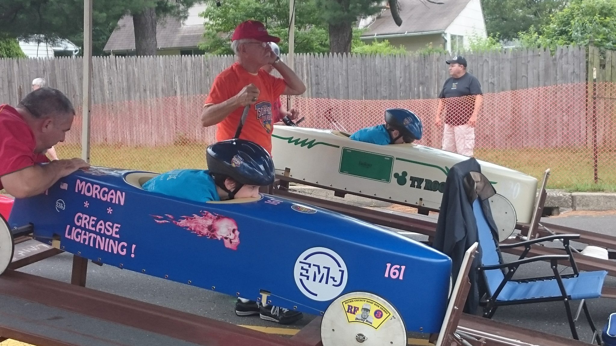 Soap Box Derby Drivers Race Down Woodburne Road