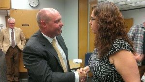 Dr. Sam Lee (left) at Tuesday meeting.  Credit: Tom Sofield/LevittownNow.com
