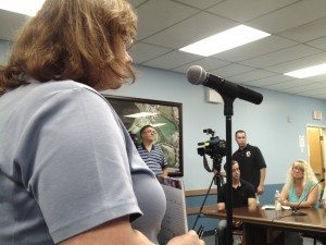 A resident addresses the town hall board. Credit: Amanda Kuehnle/LevittownNow.com