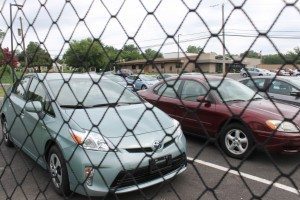 Cars in the Falls Township Senior Center parking lot.  Credit: Tom Sofield/LevittownNow.com