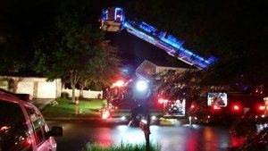 Fire crews at the scene Thursday night. Credit: Submitted
