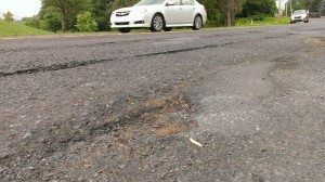 Potholes on Langhorne-Yardley Road in Middletown. Credit: Tom Sofield/LevittownNow.com