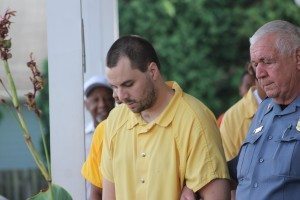 Eli Goodrich being led out of court Wednesday afternoon. Credit: Tom Sofield/LevittownNow.com