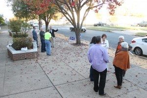 Poll workers outside the high school in Bristol Borough. Credit: Tom Sofield/LevittownNow.com