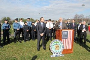 Weintraub announcing the DUI enforcement.  Credit: Tom Sofield/LevittownNow.com