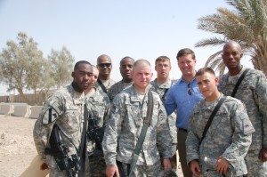 Former Congressman Patrick Murphy meeting in Iraq with members of the 4th Brigade, 1st Armored Division "Highlander" in August 2009 in Iraq.  Credit: Sgt. Mark Miranda/U.S. Army