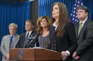 Attorney General Kathleen Kane speaking in 2014. Credit: State of PA