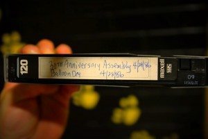 A VHS tape that was left in the time capsule. Credit: Joe Marlow/Submitted