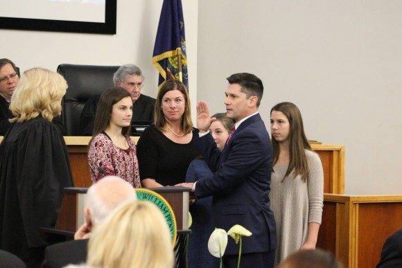 Commissioner Robert Loughery being sworn in. Credit: Tom Sofield/LevittownNow.com