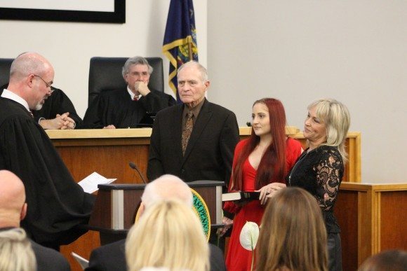 Commissioner Diane Ellis-Marseglia takes her oath. Credit: Tom Sofield/LevittownNow.com