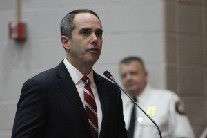 State Rep. Steve Santarseiro, a Democrat who is running for congress, speaks. Credit: Tom Sofield/LevittownNow.com
