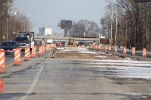 The construction zone of Route 13 in Bristol Township late Thursday afternoon. Credit: Tom Sofield/LevittownNow.com