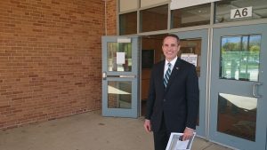 Steve Santarsiero campaigning in Falls Township. Credit: Erich Martin/LevittownNow.com