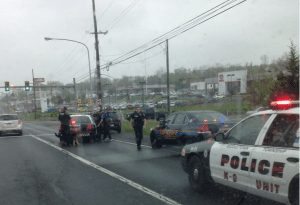Police after stopping the Fiat driver. Credit: Submitted