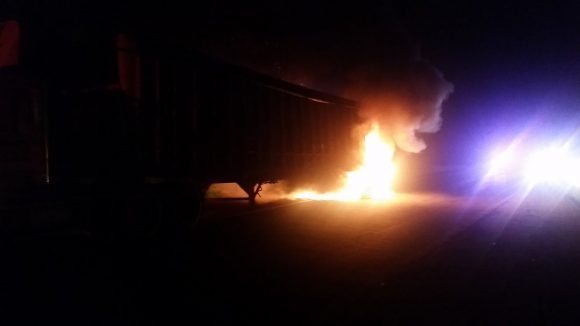 The truck on fire Thursday morning. Credit: Parkland Fire Company