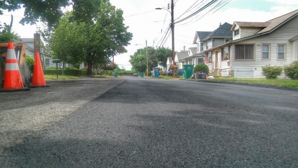 A recently repaved portion of Edgely Avenue. Credit: Tom Sofield/LevittownNow.com
