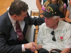  Fitzpatrick presents Bronze Star to Vincent Kutys of Langhorne.  Credit: Office of Congressman Fitzpatrick