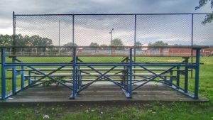 A bench at the softball fields at Fitch.  Credit: Tom Sofield/LevittownNow.com