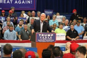 Gov. Mike Pence speaking to the crowd. Credit: Tom Sofield/LevittownNow.com